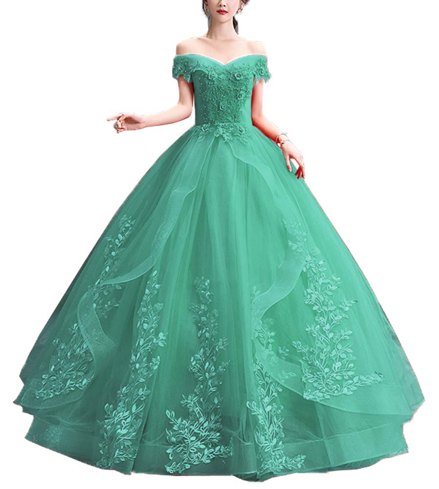 LBKKC Sweet 16 Dresses for Women - Elegant Off Shoulder Ball Gown with Tulle & Lace - Quinceañera Party Dresses Sleeveless Plus Size - Perfect for Birthday Celebrations, Prom Nights & Formal Events