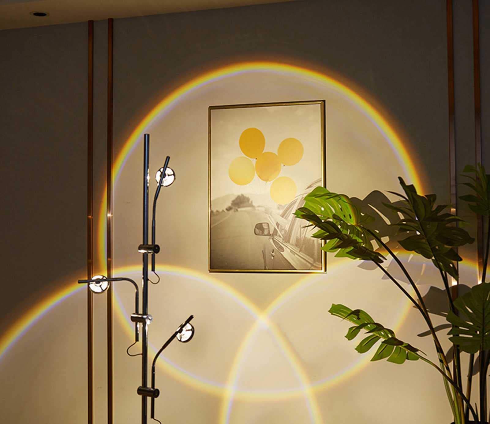 HSART LED Sunset Projection Lamp - 360° Rotating Rainbow Night Light for Wall & Floor, Romantic Mood Lighting for Bedroom, Living Room, Wedding & Party Decor | Perfect for Relaxation, Date Nights & Home Ambiance
