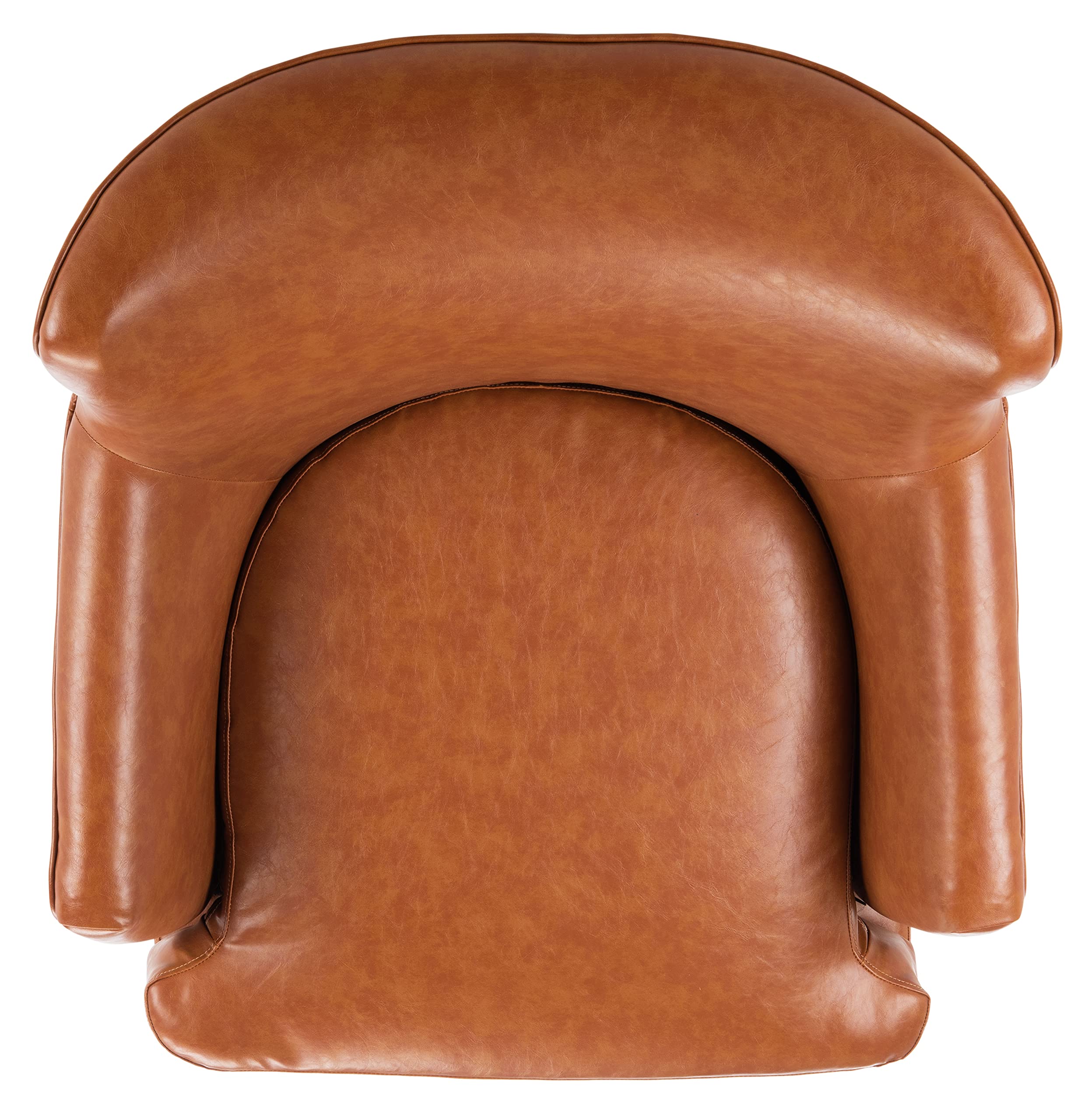 SAFAVIEH Levin Cognac Faux Leather Club Chair with Walnut Accent - Modern Living Room Furniture for Home Office, Lounge & Reading Nook
