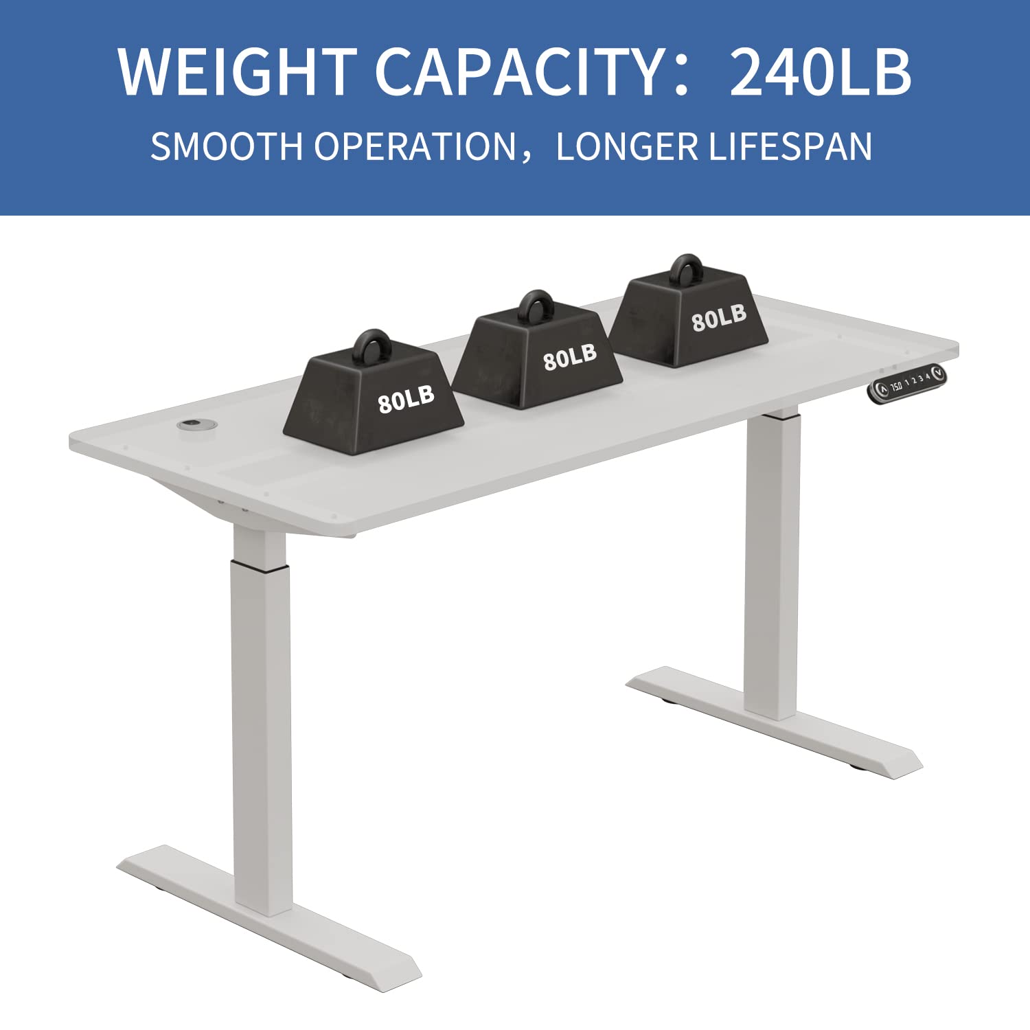 Bilbil Dual Motor Electric Standing Desk Frame - Adjustable Height Workstation for Home & Office, Fits 48 to 70 Inch Desktops (White) - Perfect for Ergonomics, Gaming & Remote Work Setup