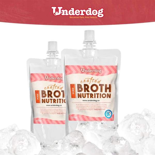 Premium Underdog Frozen Pork Bone Broth for Dogs - 350ml | Nutrient-Rich Liquid Supplement for Joint Health & Digestion | Perfect for Senior Dogs, Post-Surgery Recovery & Picky Eaters