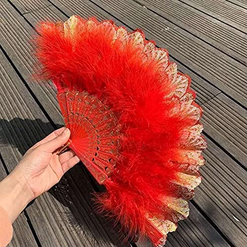 Japanese Style Black Feather Folding Fan - Elegant Gothic Hand Fan for Wedding, Party, Dance Performance & Home Decoration - Perfect Gift for Fairy & Court Theme Events