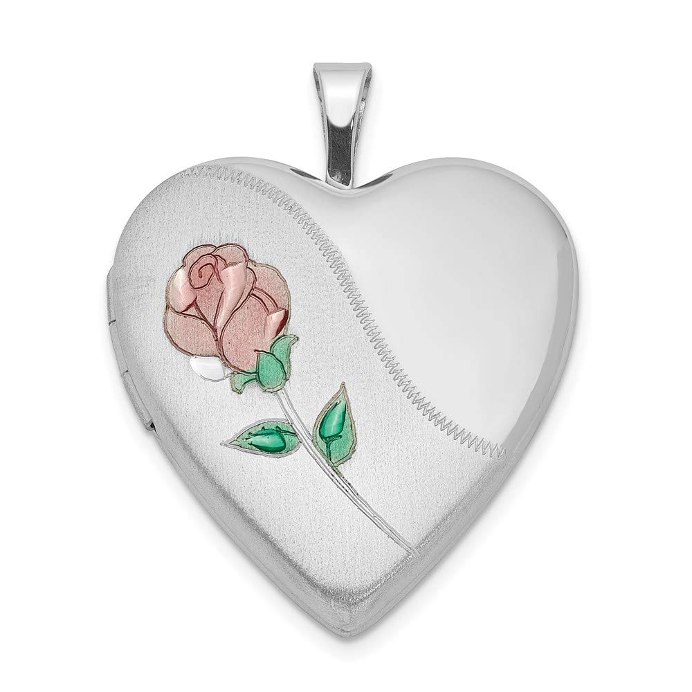Black Rose Heart Locket - Sterling Silver Enameled Pendant for Gifts & Jewelry