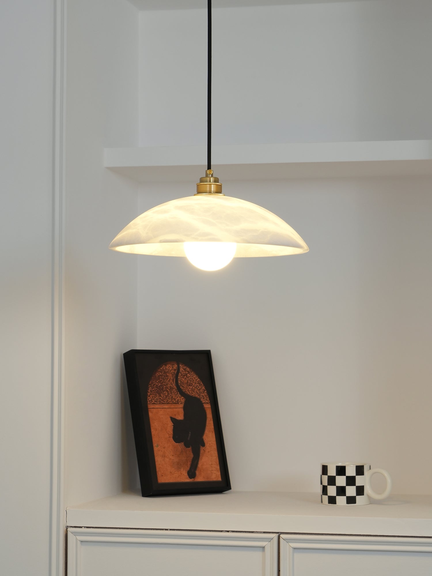 Modern Alabaster Dome Swag Pendant Lamp - Elegant Hanging Light Fixture for Dining Room, Kitchen Island & Bedroom Decor