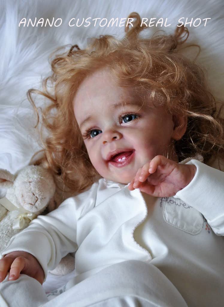 Anano 24 Inch Lifelike Reborn Baby Doll - Realistic Silicone Toddler Doll with Vivid Veins, Wrinkles & Rooted Long Hair | Includes 2 Baby Teeth & Lovely Daisy Outfit | Perfect for Collectors, Gift Giving & Role Play Scenarios
