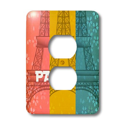 3D Rose PS Creations - Paris in Spring Floral Romantic France City Art Wall Plate - 2 Plug Outlet Cover (lsp_54450_6) - Perfect for Home Decor, Living Room, Bedroom & Office Aesthetic Upgrade