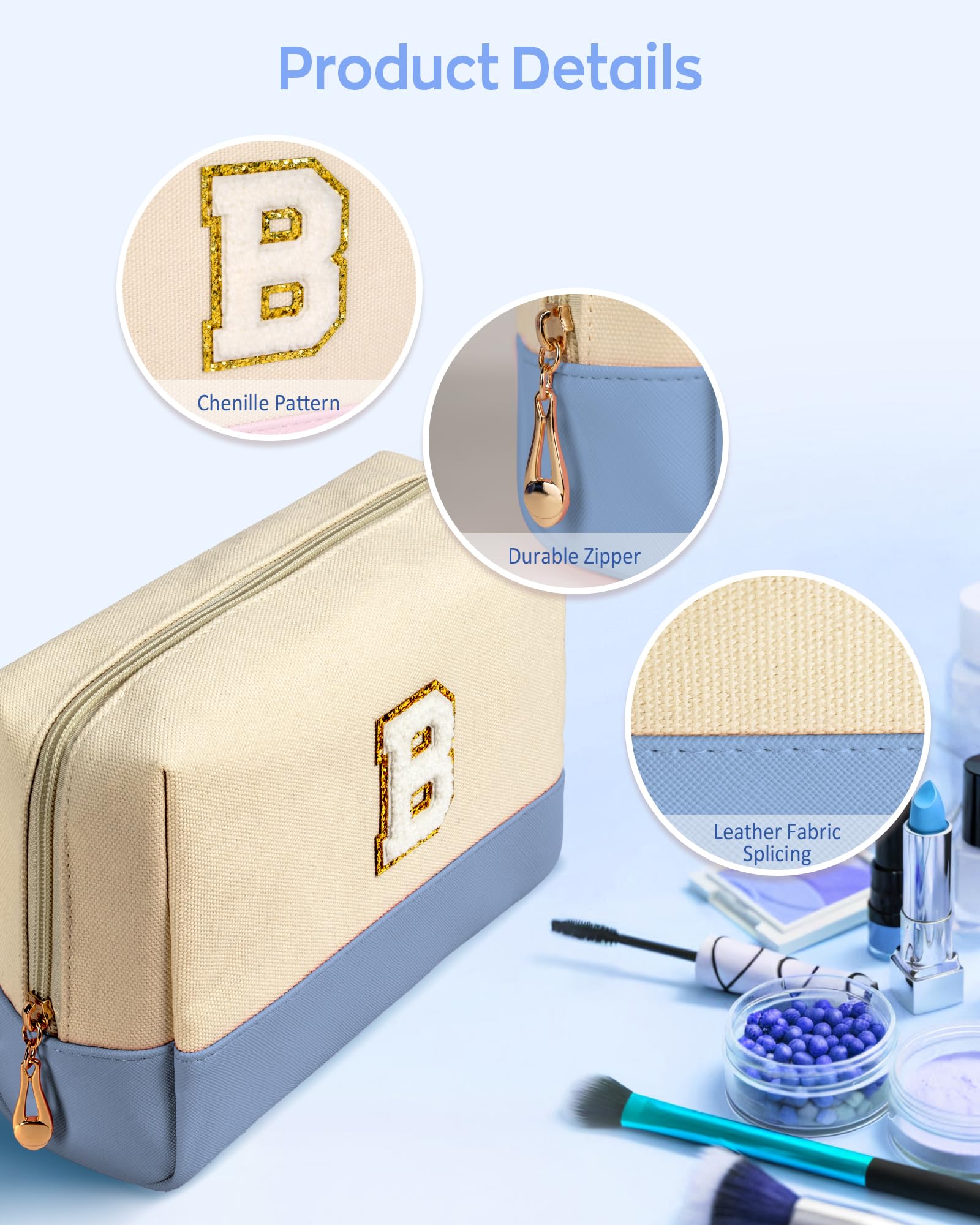 Personalized Birthday Gifts for Women - Monogrammed Chenille Letter Makeup Bag (Letter L), Cute Cosmetic Pouch for Travel & Organizer, Perfect Christmas Gift for Friends & Girls | Great for Daily Use, Travel, and Special Occasions