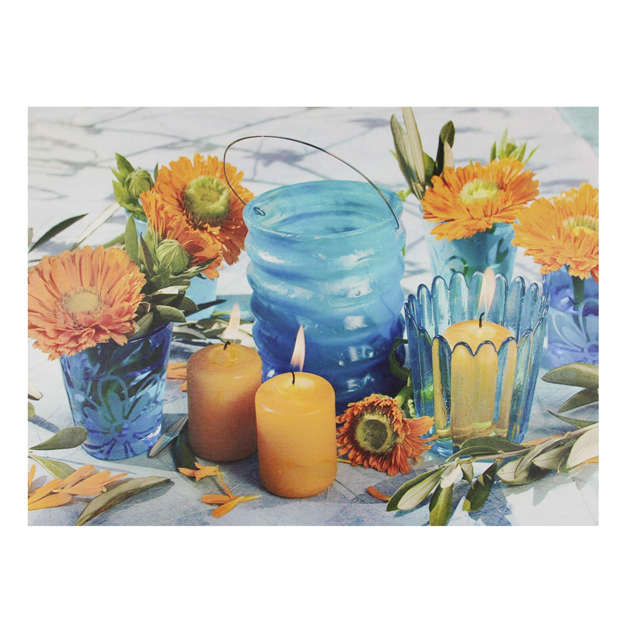 Northlight LED Flickering Floral Glass Candle Wall Art Decor - 12