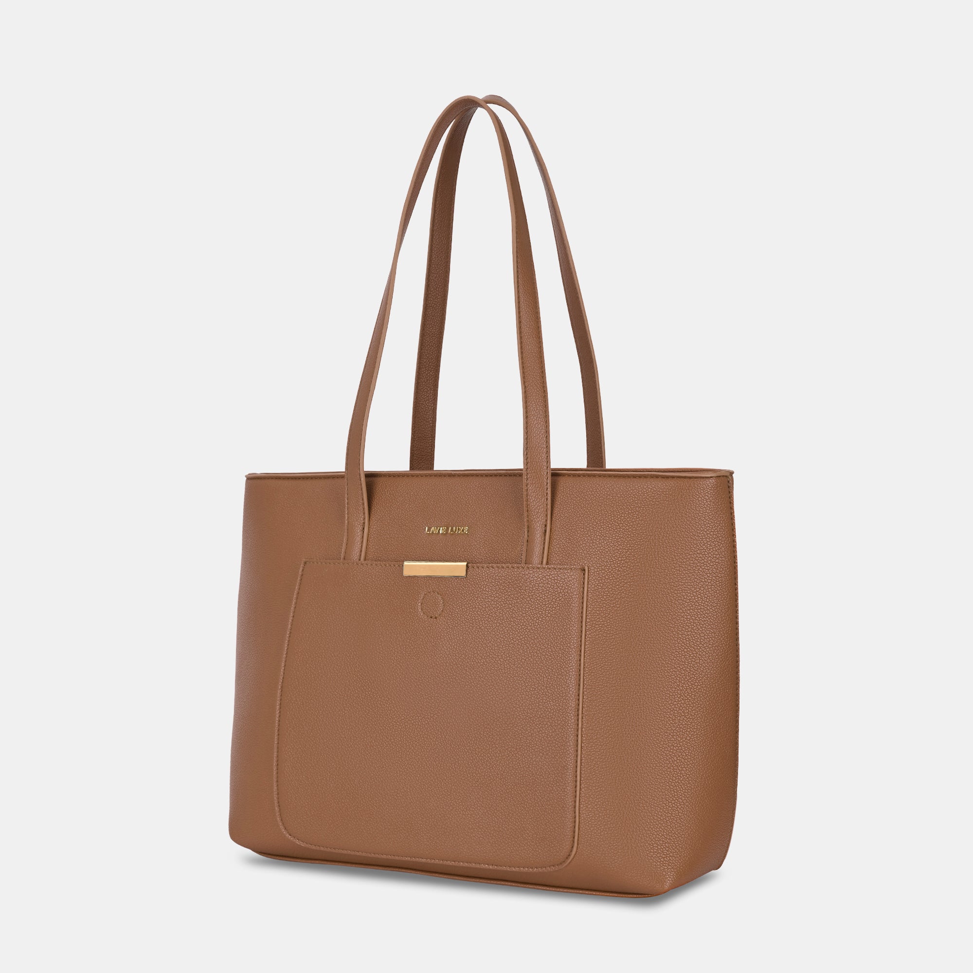 Lavie Luxe Bliss Tan Large Women's Tote Bag - Stylish & Spacious Handbag for Work, Travel & Everyday Use | Premium Leather Shoulder Bag for Women