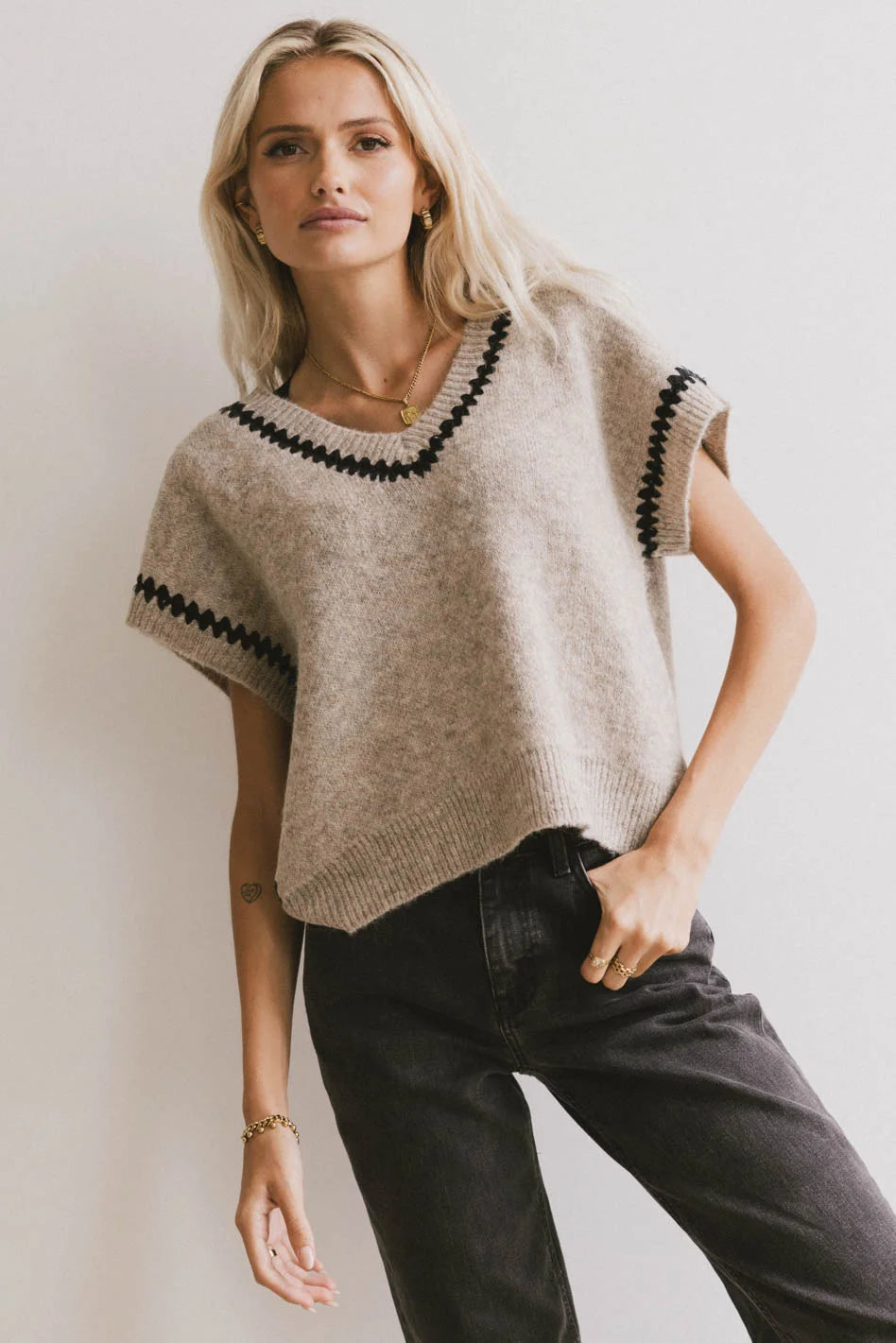Oatmeal Hazel Embroidered Sweater Top for Women | Cozy Knit Pullover with Floral Embroidery | Perfect for Fall Layering & Casual Outfits