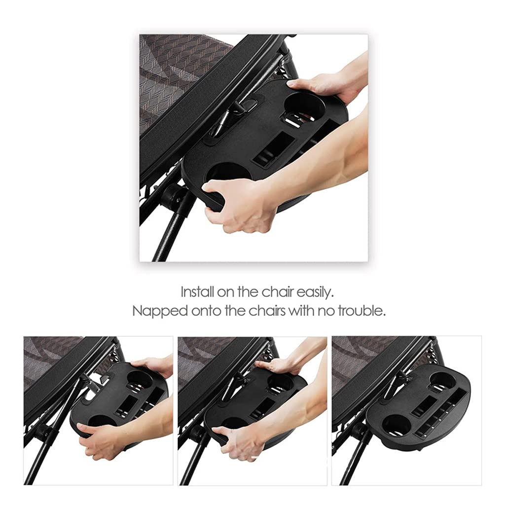 2 Pack Universal Cup Holder with Utility Tray - Clip On Zero Gravity Chair Accessory with Phone Slot & Snack Tray - Perfect for Camping, Beach, Poolside & Outdoor Relaxation