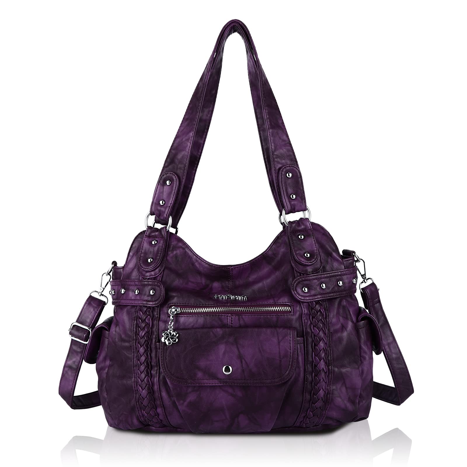 Angel Barcelo Women's Roomy Fashion Hobo Handbag - Washed Leather Satchel Shoulder Purse & Tote Bag for Work, Travel & Everyday Use