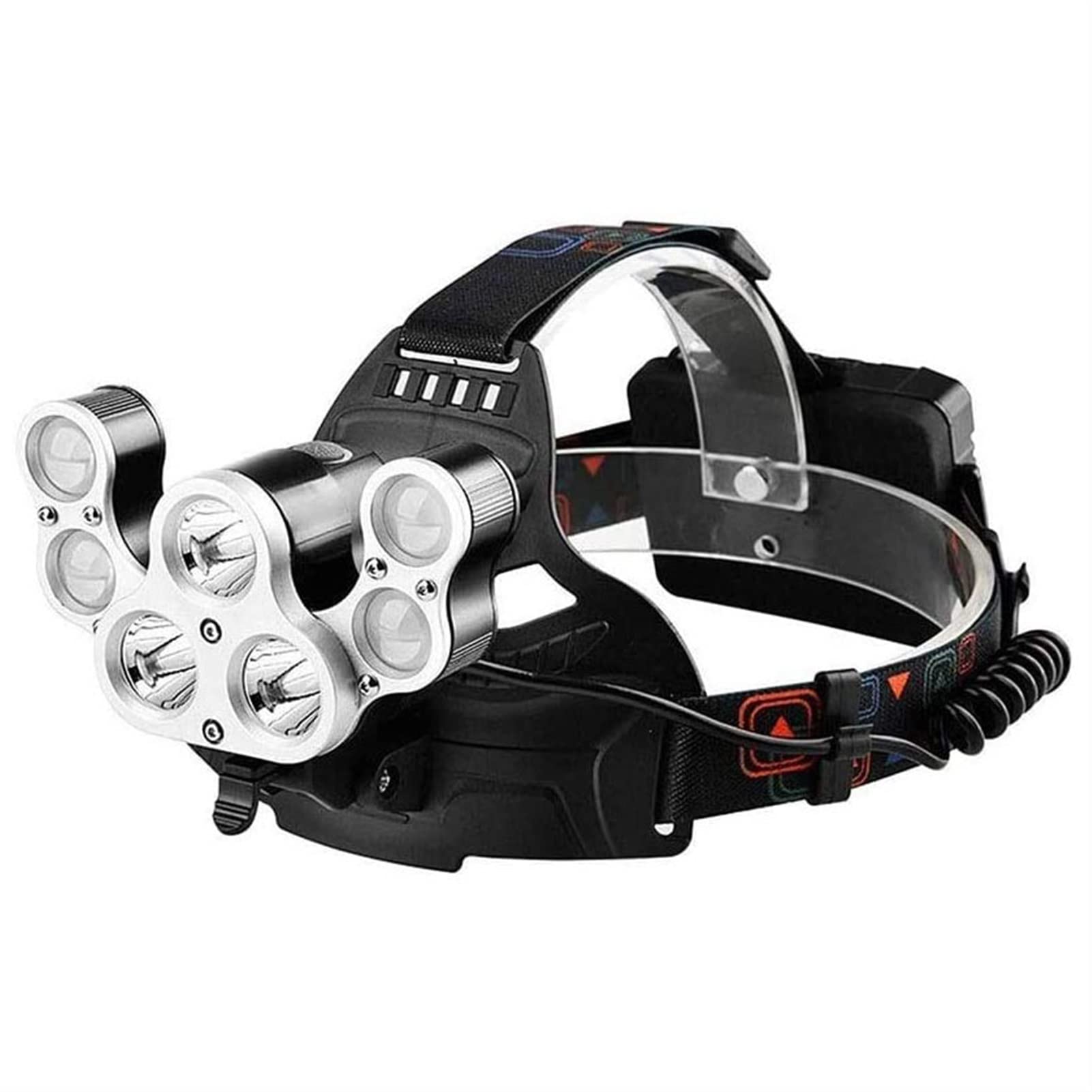 PWV 7 LED Rechargeable Headlamp - 5600 Lumens USB Headlight Flashlight for Camping, Hiking, Running & Household Use - Waterproof Outdoor Light