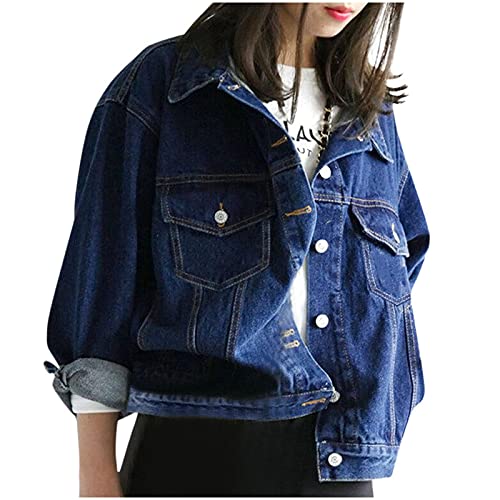 Women's Oversized Denim Jacket with Button Pocket - Plus Size Fleece Lined Jean Coat for Teen Girls & Women | Streetwear Fashion for Casual Outings & Layering