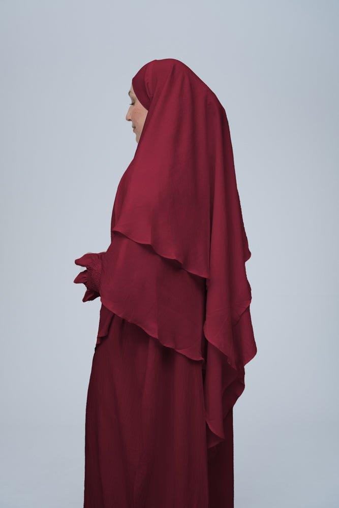 Elegant Maroon Prayer Gown for Umrah & Salah | Premium Islamic Abaya for Women | Perfect for Hajj, Mosque & Home Worship