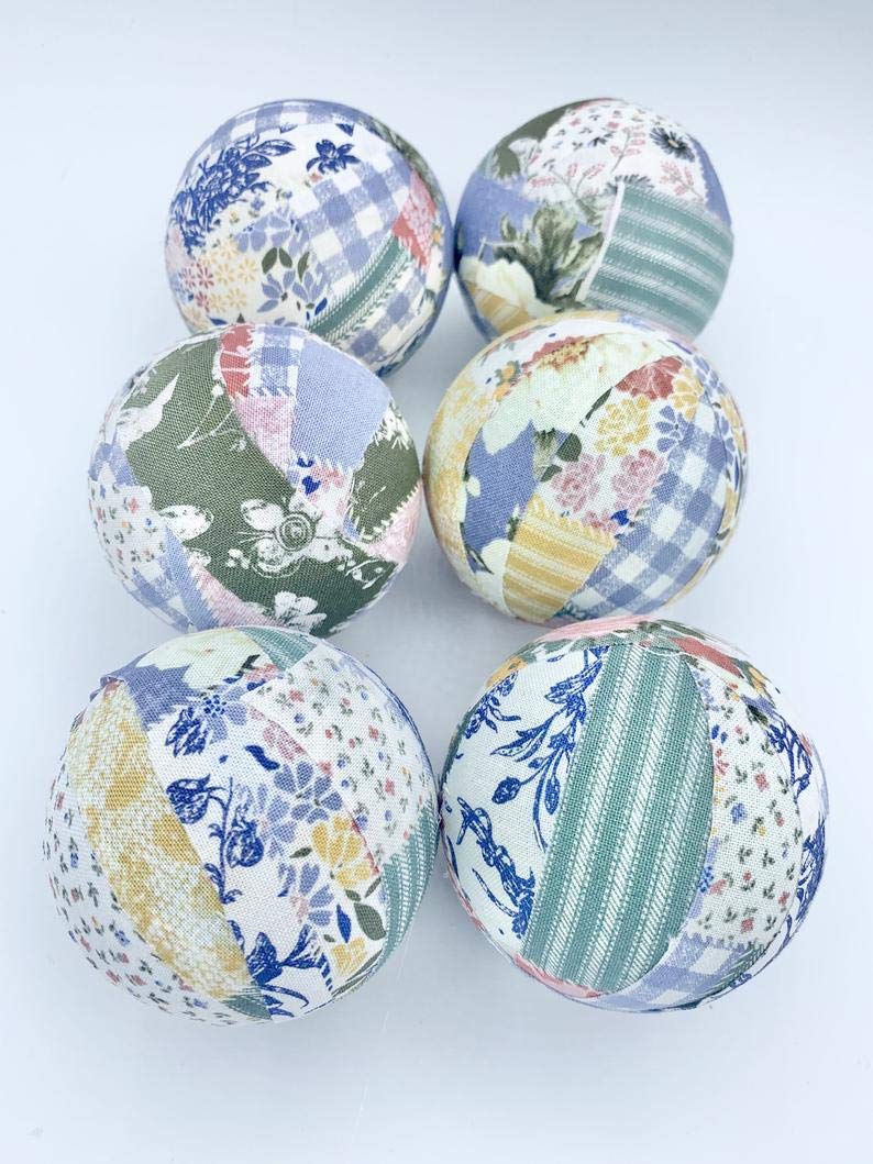 Antique Victorian Quilt Fabric Wrapped Balls - Elegant Bowl Filler Orbs Set for Home Decor, Wedding Centerpieces, and Mother's Day Gifts