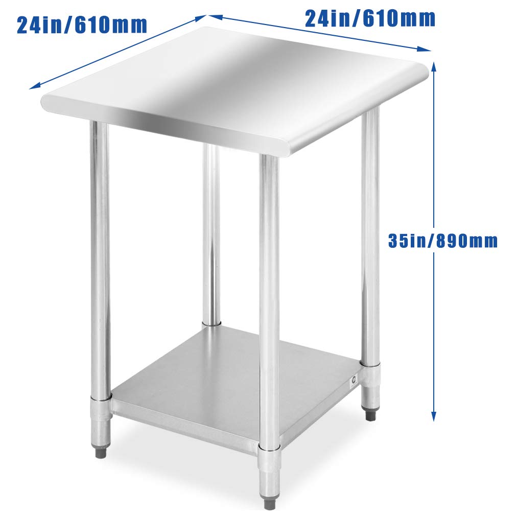 Stainless Steel Commercial Kitchen Work Table - NSF Certified 24