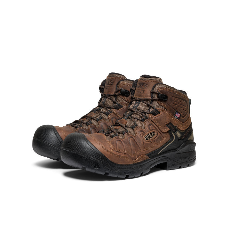 Men's Targhee IV Waterproof Work Boots with Carbon Toe - Dark Earth/Black | Durable Safety Shoes for Construction, Hiking & Outdoor Work