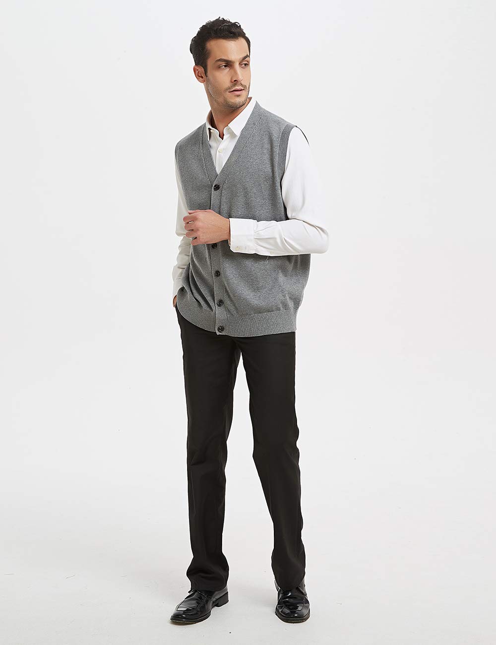 TopTie Men's Knit Sweater Vest - Lightweight Thermal Cardigan for Winter Layering, Casual & Office Wear - Solid Color Slim Fit Pullover for Men