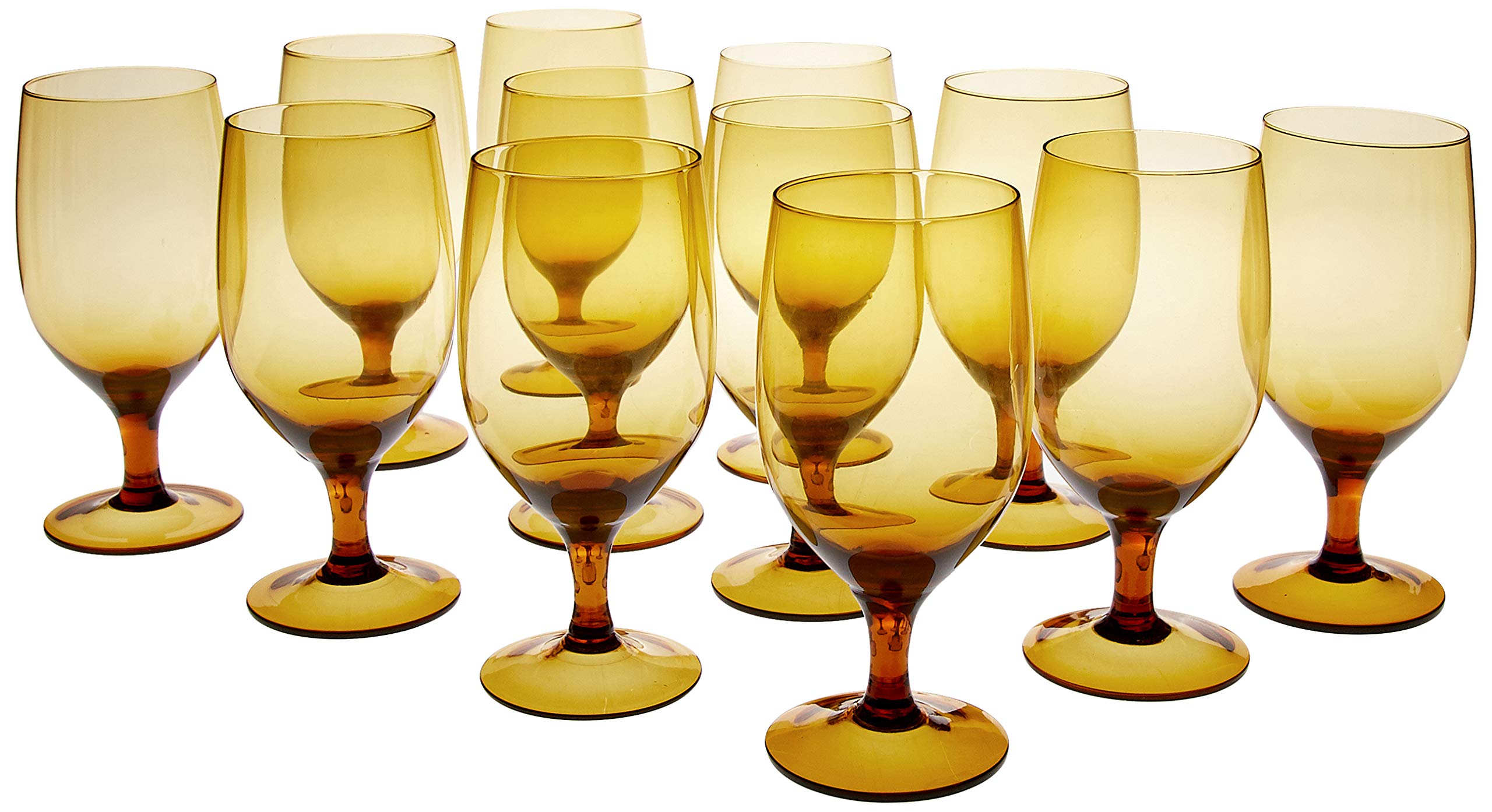 Premium D&V Glass Gala Collection 15oz Amber Goblets - Set of 12 Elegant Beverage Glasses for Wine, Cocktails & Formal Dining - Perfect for Weddings, Parties & Holiday Entertaining