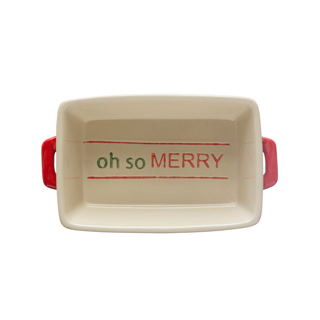 Oh So Merry Hand Painted Stoneware Baker - Premium Ceramic Baking Dish for Casseroles, Pies & Desserts | Perfect for Holiday Baking, Family Dinners & Gift Giving