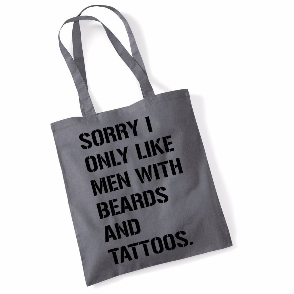 Funny Tote Bags 'Beards And Tattoos' - Durable Canvas Shoulder Shopper Bag for Women & Men - Perfect for Grocery Shopping, Beach Trips & Daily Use