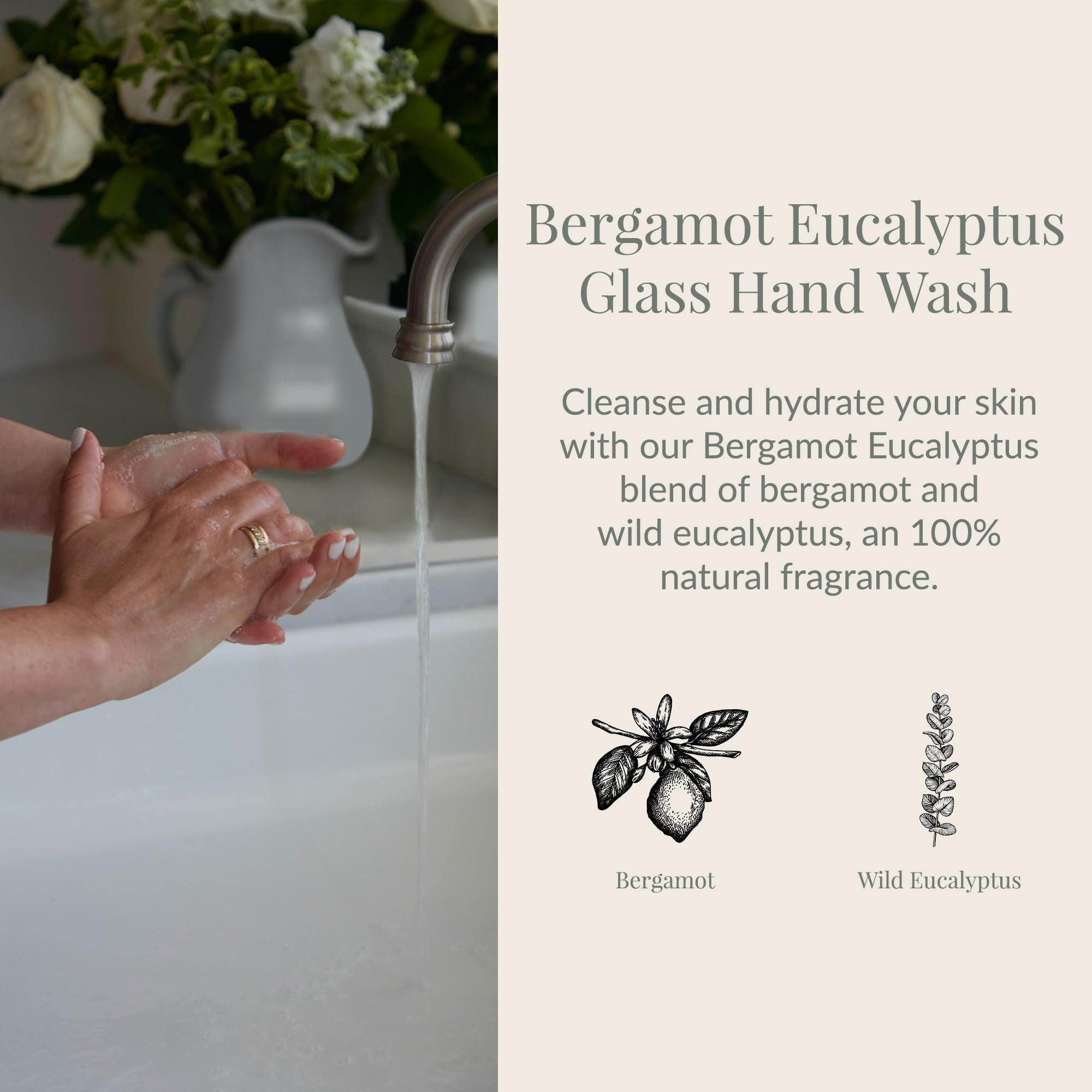 Bergamot Eucalyptus Hand Soap - Moisturizing Liquid Soap with Pump (14.5oz) for Kitchen & Bathroom
