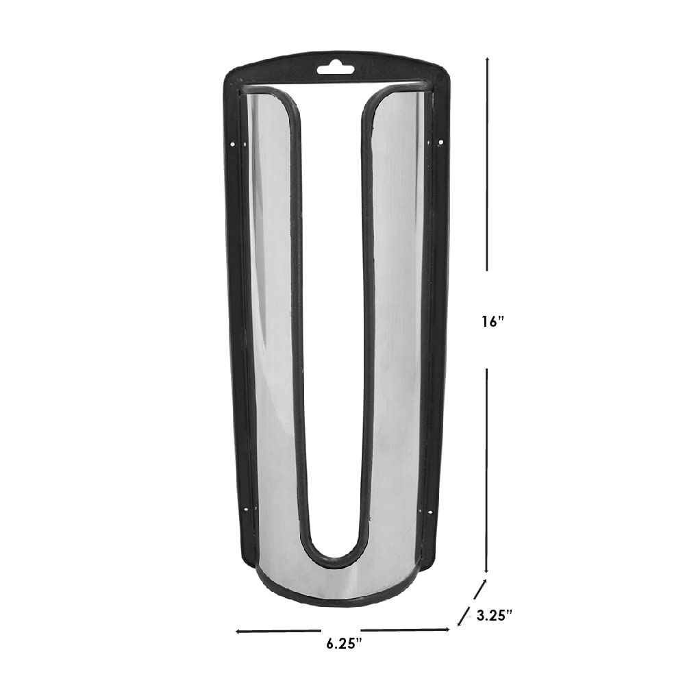 Home Basics Silver Wall-Mounted Plastic Bag Organizer Dispenser - Single Pack with Installation Hardware | Metal & Plastic Baggie Storage Solution | Perfect for Kitchen, Pantry, Garage & Laundry Room Organization