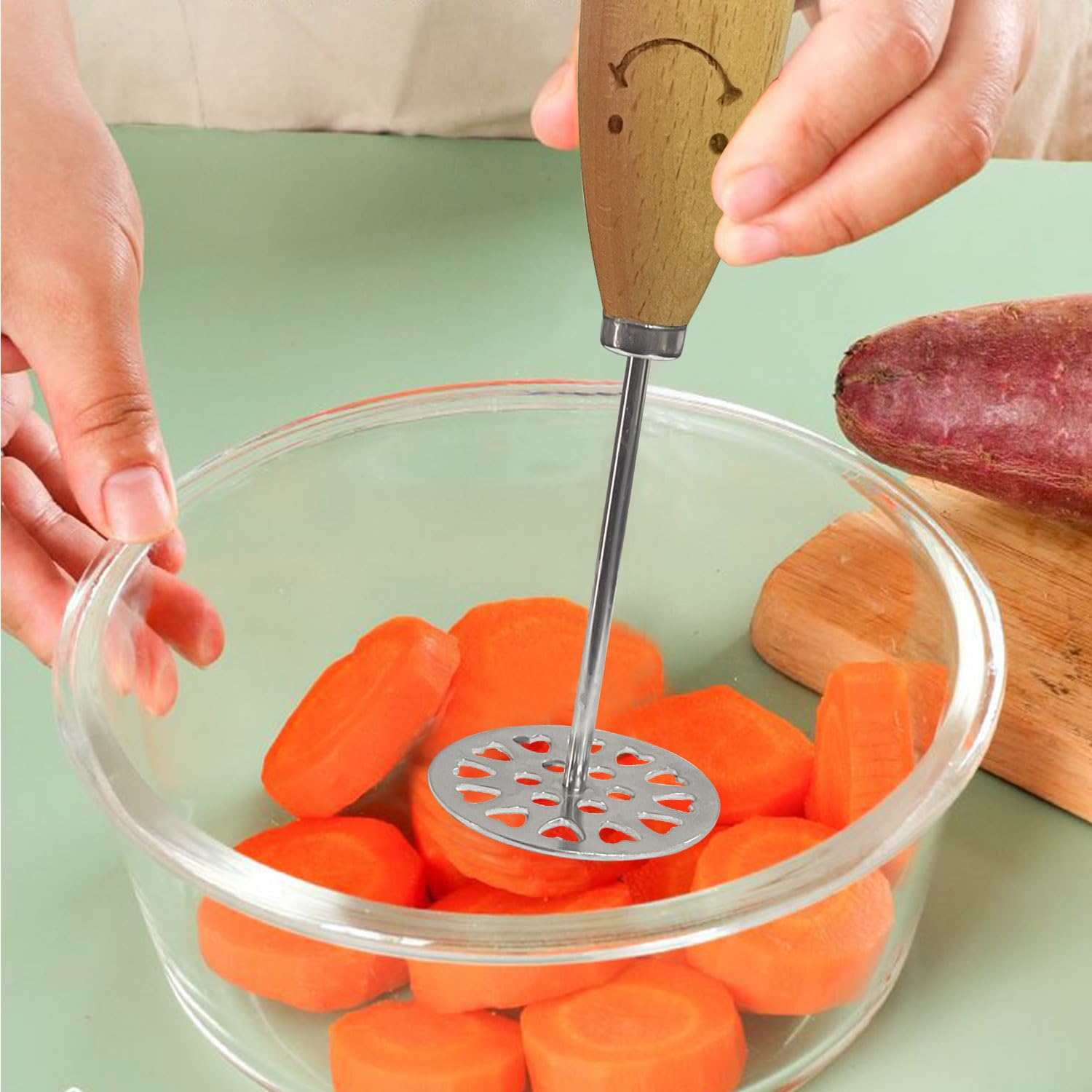 Stainless Steel Potato Masher Set of 2 - Heavy Duty 5.5 Inch Metal Masher for Perfect Mashed Potatoes - Ideal for Kitchens, Restaurants & Holiday Cooking