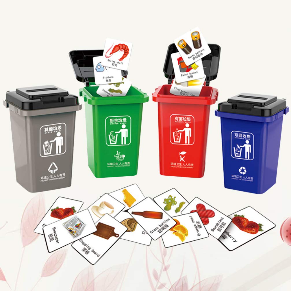 NUOBESTY 1 Set Mini Desktop Wastebasket Toy - Cute Garbage Bin for Kids, Toddlers & Students - Fun Pretend Play Cleaning Set for Home, School & Office Use