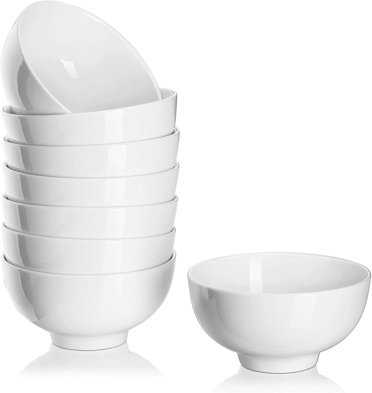 DOWAN 8-Pack 10oz Porcelain Small Bowls Set - Perfect for Ice Cream, Desserts, Salads, Fruits, Dips & Side Dishes | Elegant White Serving Bowls for Home, Restaurant & Party Use