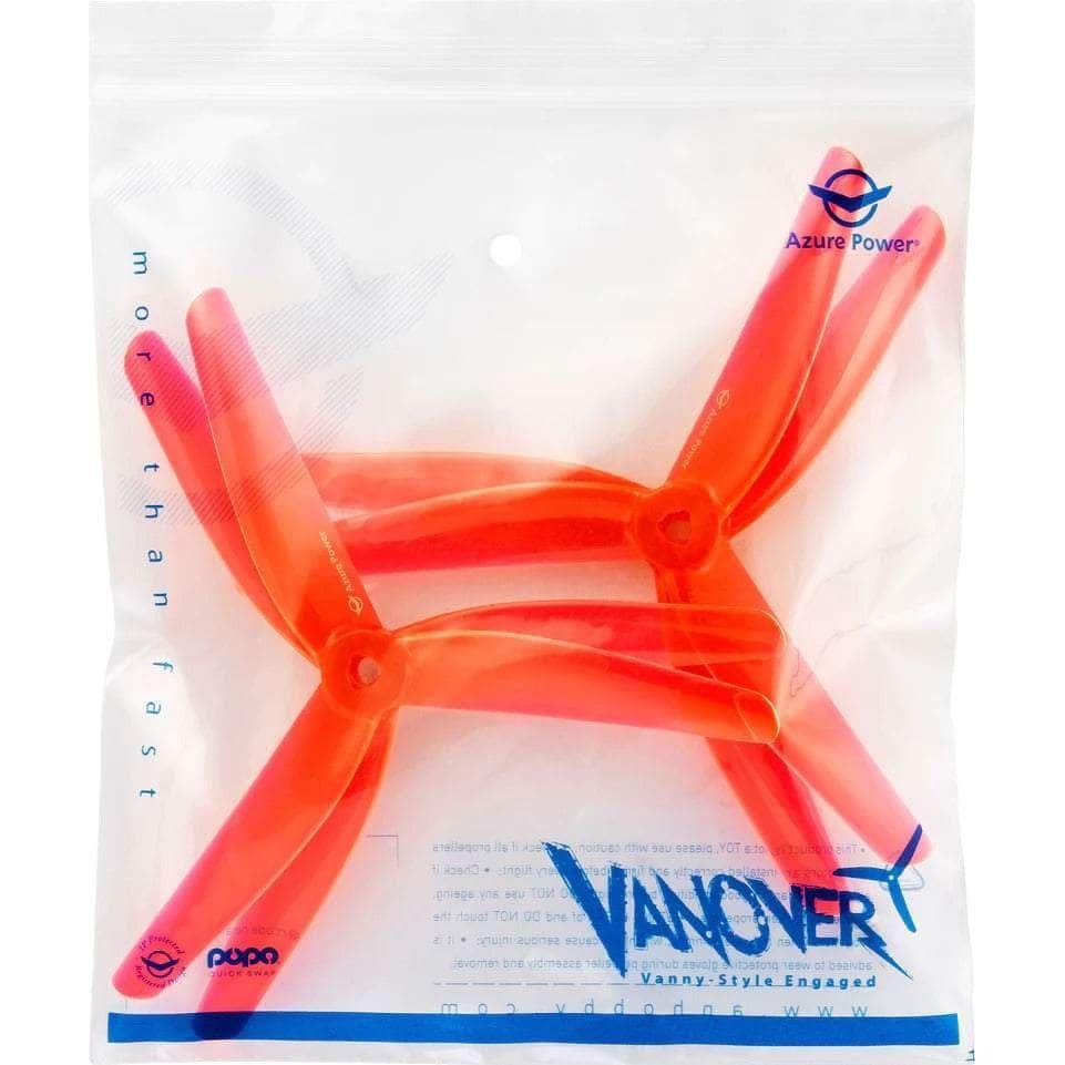 Azure Power Vanover Limited Edition 5.1x3.0x3 POPO Compatible Tri-Blade 5 Prop 4 Pack - Choose Your Color - Perfect for Drone Racing, Aerial Photography & FPV Flying