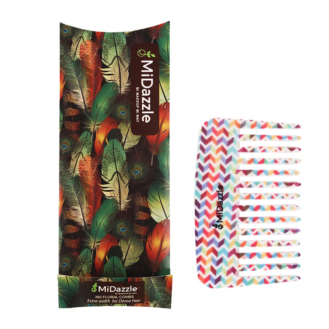 Midazzle 360 Floral Shampoo Comb - Small Detangling Hair Brush for Wet/Dry Hair - Perfect for Bath Time, Salon & Travel Use