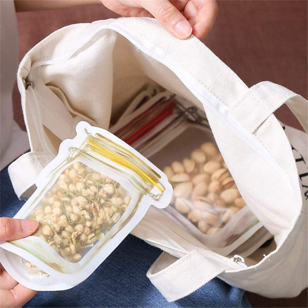 Reusable Mason Jar Food Storage Bags - 20 Pack Airtight Zipper Sealed Bags for Snacks, Fresh Produce & Meal Prep | Eco-Friendly Kitchen Organization & On-the-Go Snack Containers