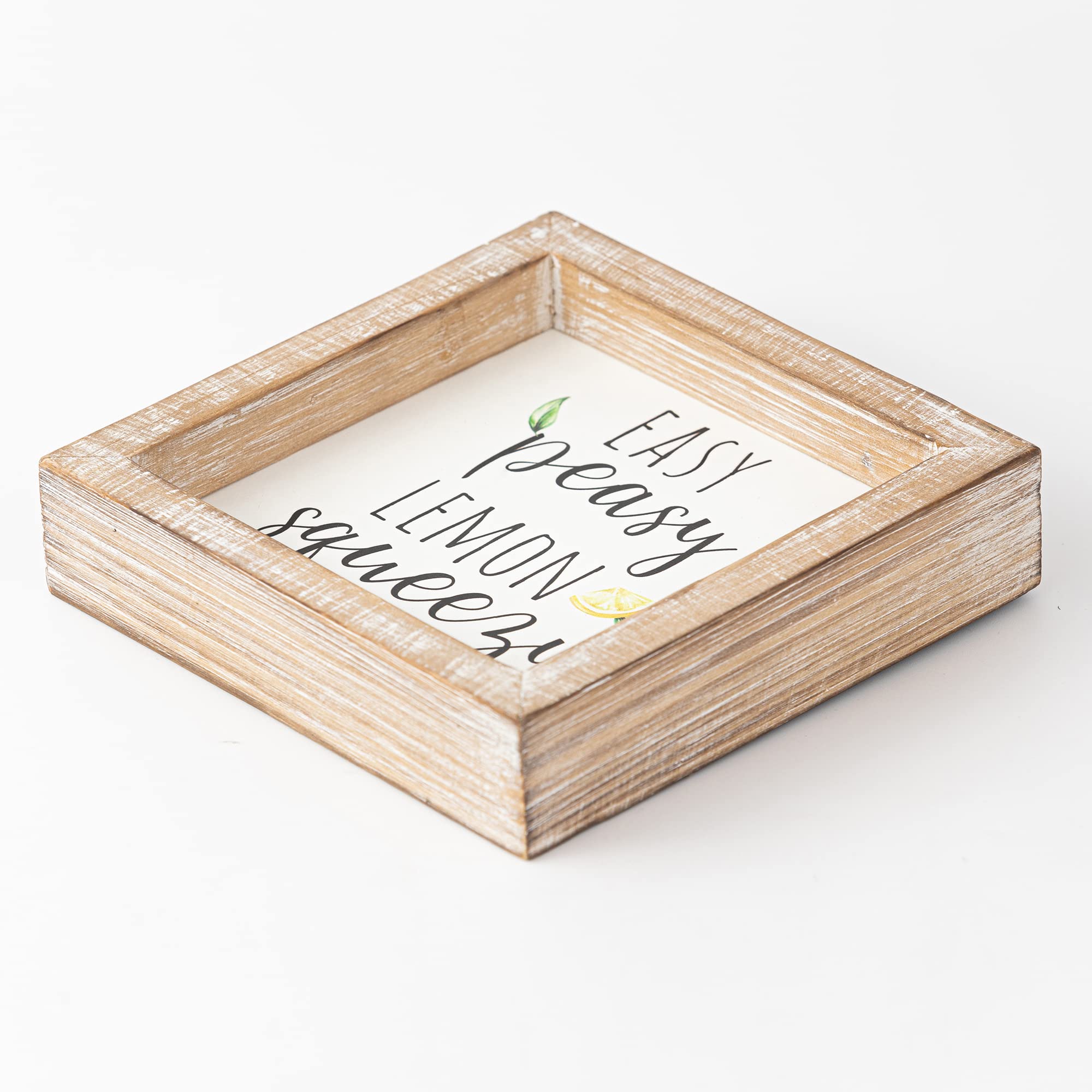 Rustic Farmhouse Lemon Squeezy Sign - 6x6 Inch Wooden Kitchen Decor for Tiered Trays, Summer Home Decoration | Perfect for Country Style Kitchens, Pantries & Lemon-Themed Parties