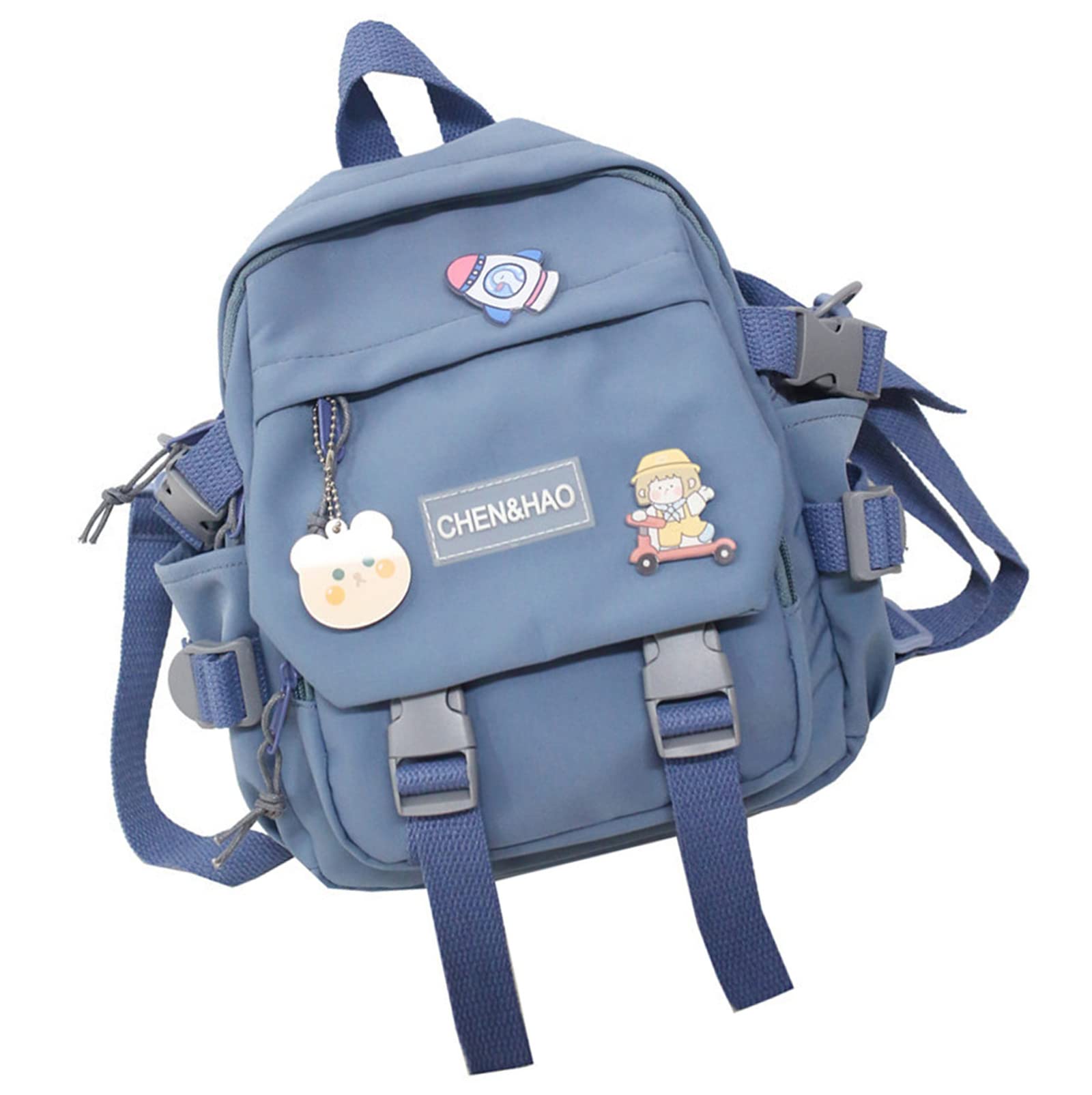 Kawaii Waterproof Nylon Mini Backpack with Cute Pendant - Aesthetic Cute Backpack for School, Travel & Everyday Use