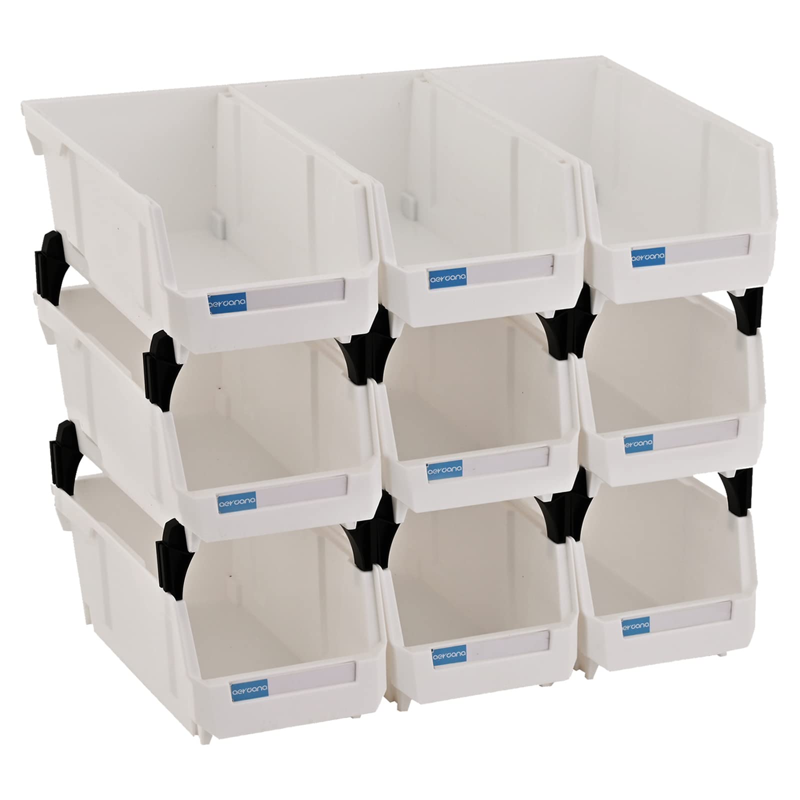 9-Pack White Plastic Wall Mounted Storage Bins - Hanging Organizer for Parts, Tools & Garage Storage - Perfect for Home, Office & Workshop Organization