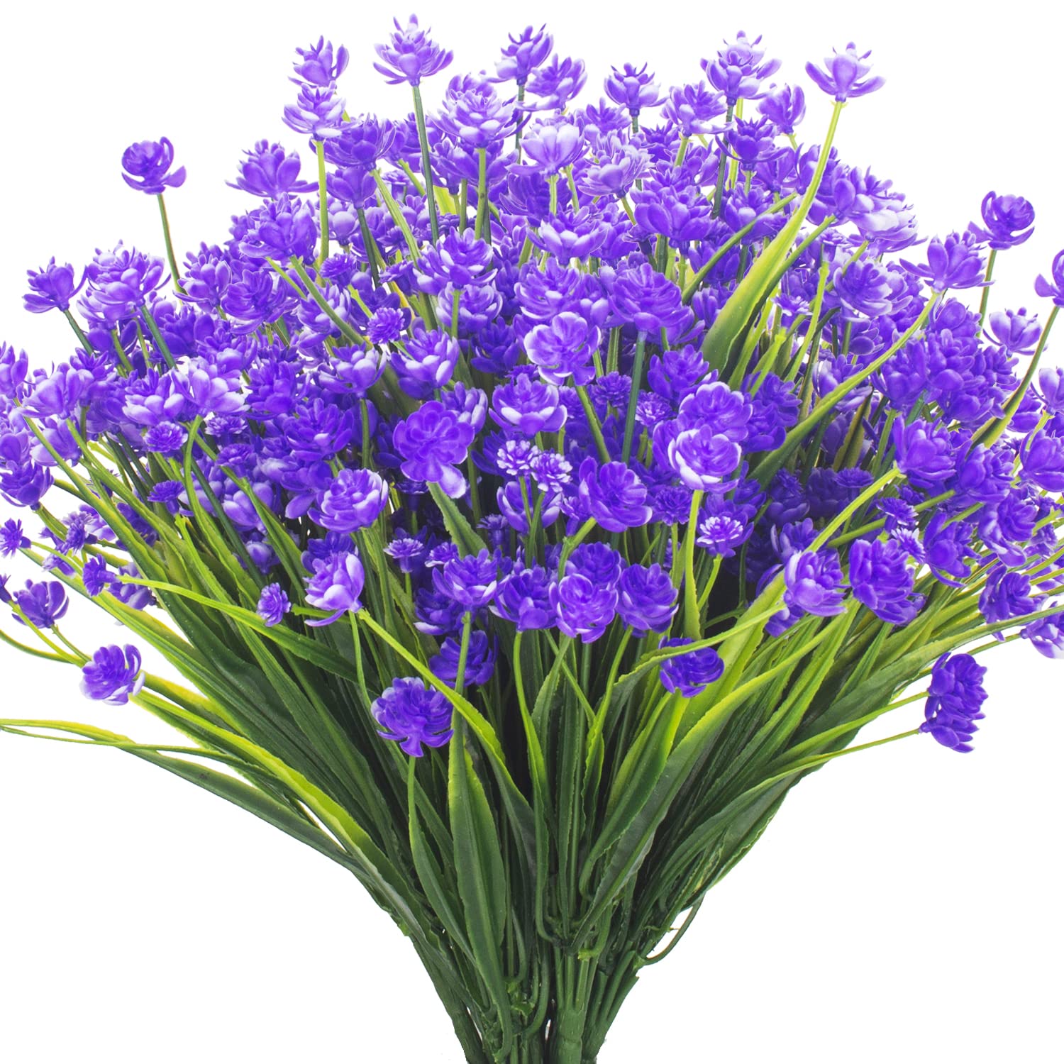 Grunyia 8 Bundles Artificial Outdoor Flowers (Blue Daffodil) - UV Resistant Fake Flowers for Garden, Porch, Window Box & Home Decor