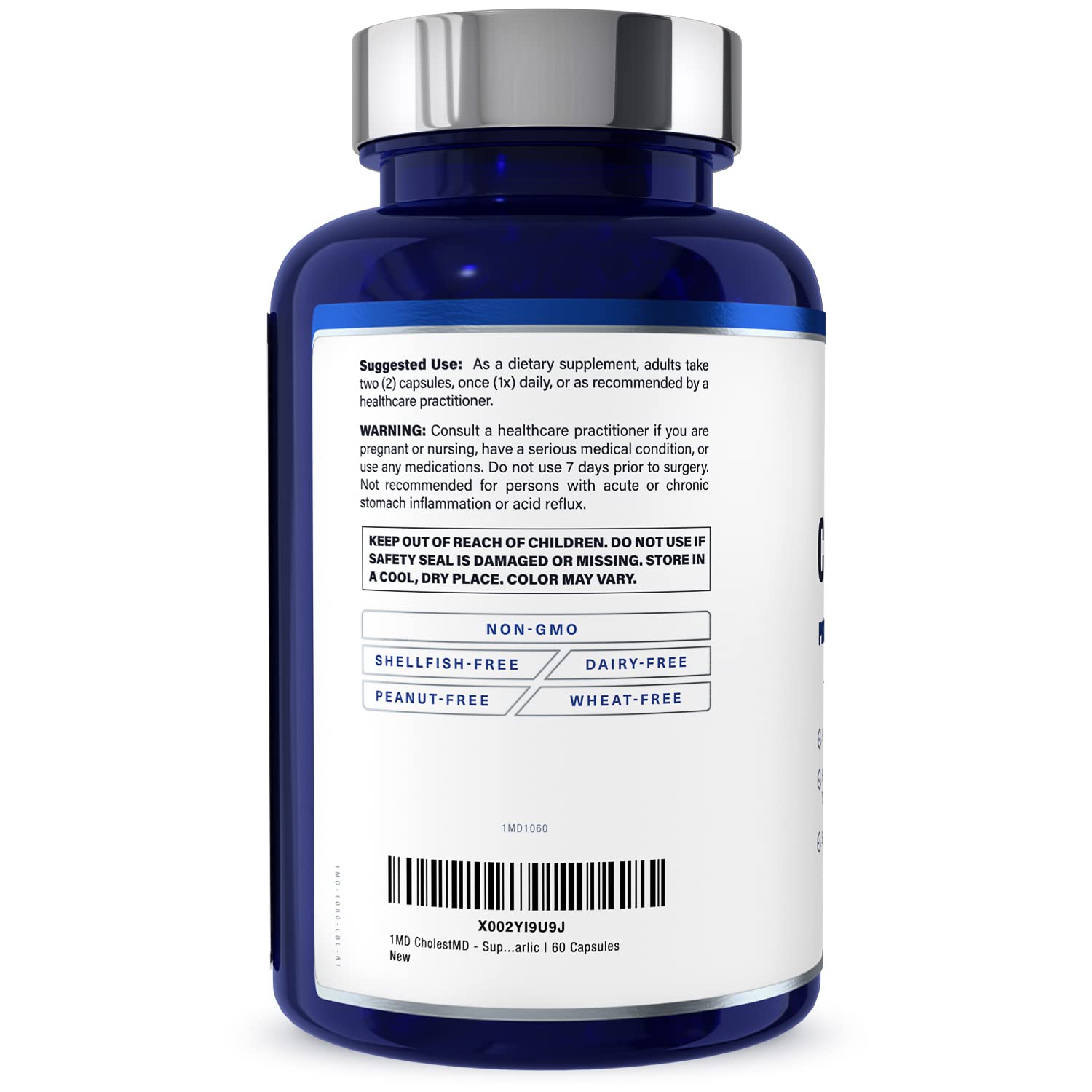1MD Nutrition CholestMD - Heart Health Supplement with Olive Leaf Extract, Bergavit, Niacin & Garlic | 120 Capsules (2-Pack) | Supports Healthy Cholesterol Levels for Active Adults & Seniors