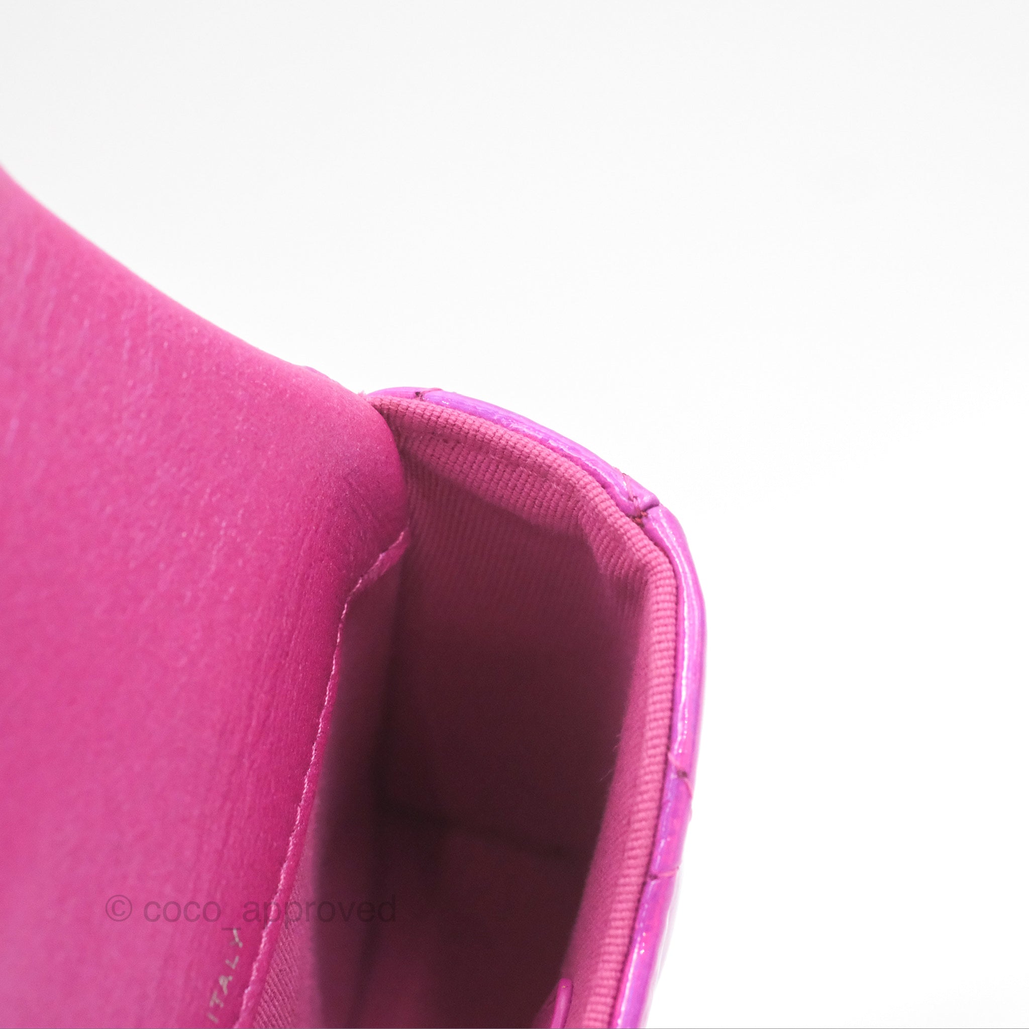 Chanel Fuchsia Iridescent Mirror Goatskin Card Holder with Hook - Luxury Wallet for Women, Perfect for Everyday Use & Travel Accessories