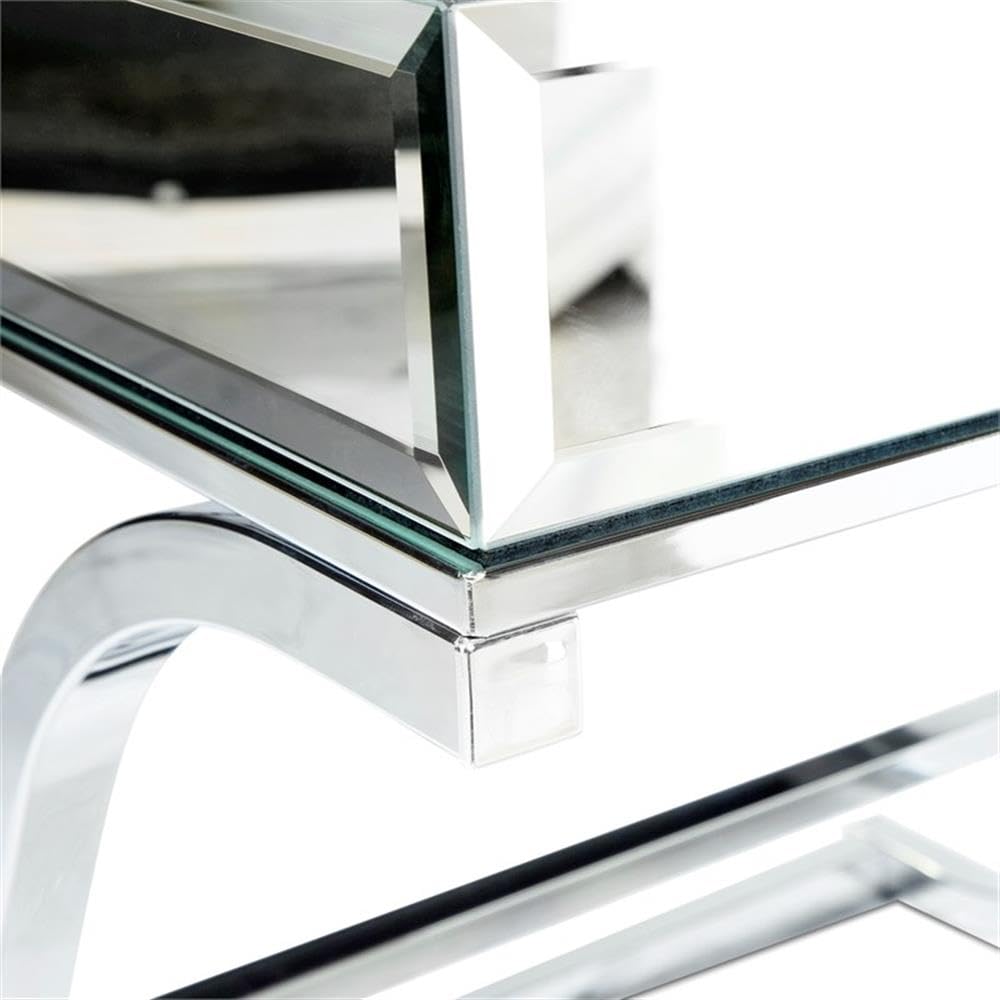 Furniture of America Luxy Mirror Panel Side Table - Chrome Finish | Modern Accent Table for Living Room, Bedroom & Entryway