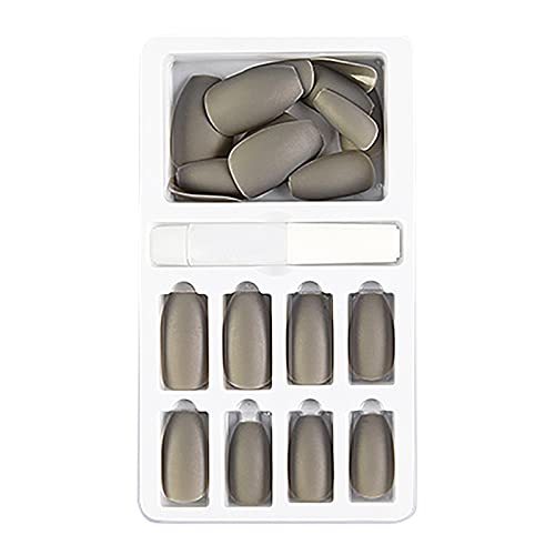 24Pcs Long Clear Full Cover Fake Nails - Waterproof Ballet Beauty Nails with Frosted Strips for Manicure, Party & Special Occasions