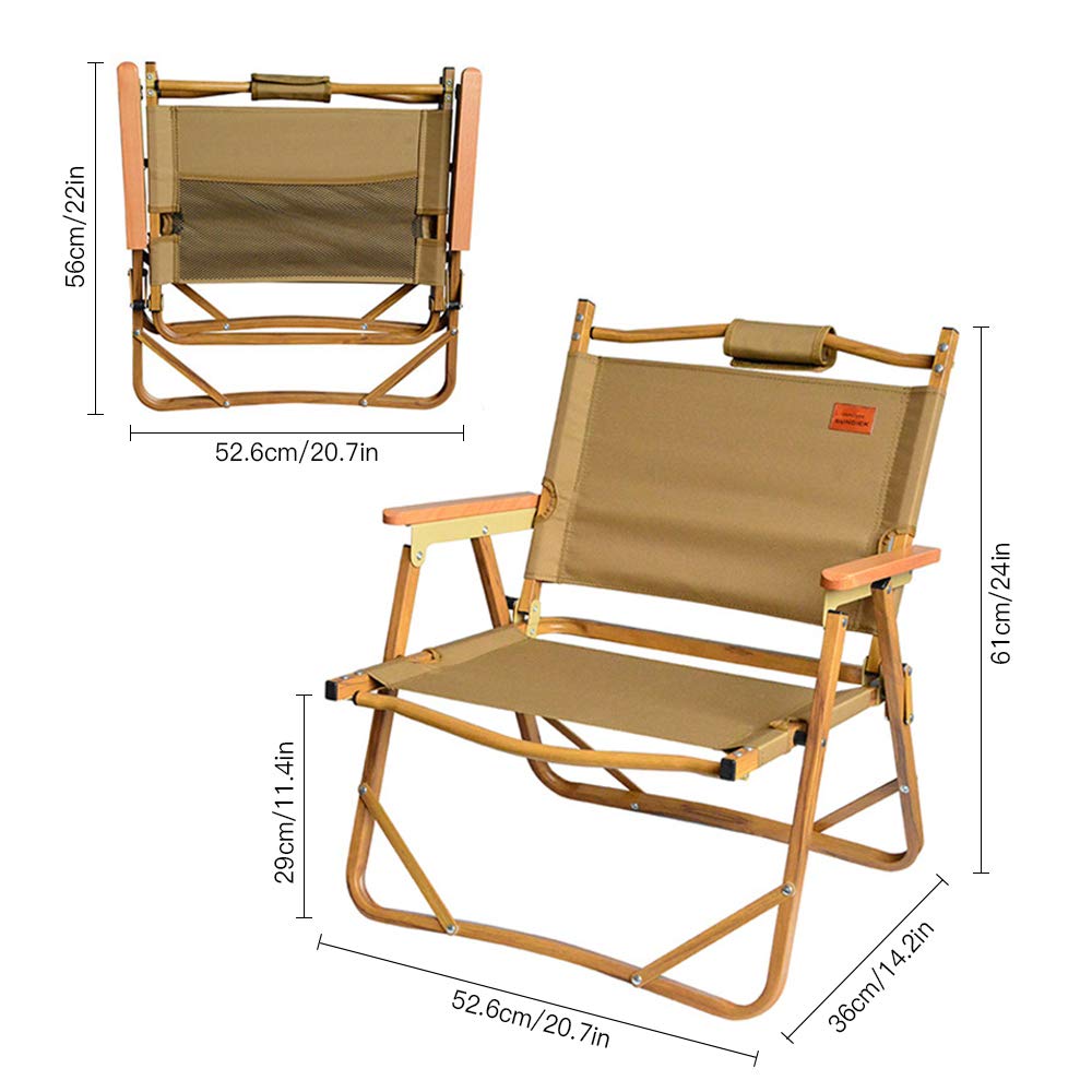 Lixada Portable Foldable Wooden Chair - Ultralight Camping Chair for Outdoor Activities, Beach, Fishing, Picnics & Relaxing | Compact & Durable Design for Travel, Hiking & Backpacking