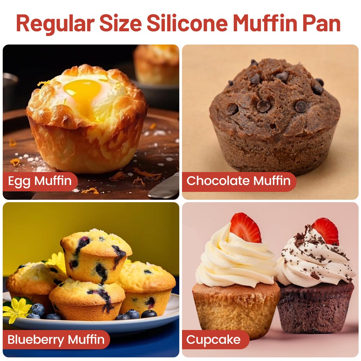 Nonstick 12-Cup Silicone Muffin Pan with Metal Reinforced Frame - Easy to Clean & Move - Perfect for Baking Cupcakes, Muffins & Desserts - Ideal for Home Kitchens & Professional Bakeries (Set of 2)