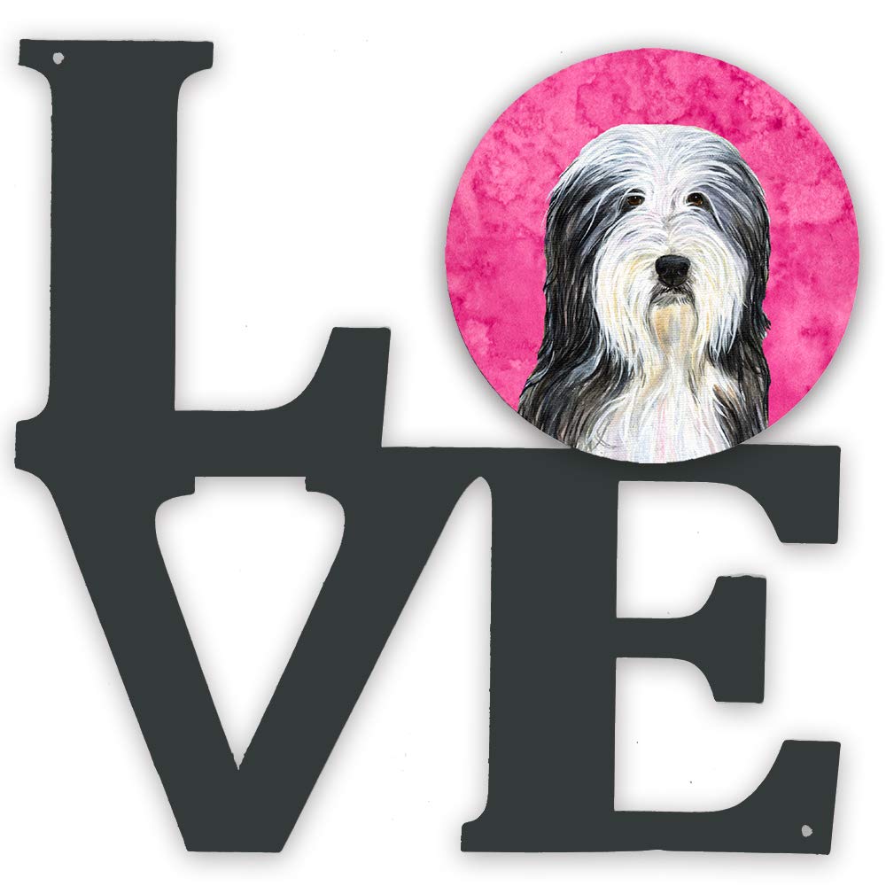 Pink Bearded Collie Metal Wall Art - Indoor Outdoor Decor for Patio, Bathroom & Kitchen - Colorful Aluminum & Black Steel Sculpture | Perfect for Pet Lovers & Home Decoration