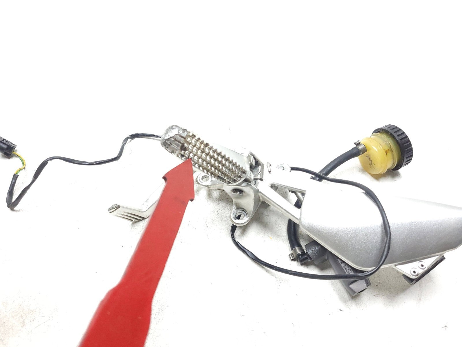 05-08 BMW K1200R K1200 Right Front Foot Peg & Brake Pedal with Master Cylinder - OEM Replacement Part for Motorcycle Repair & Riding Comfort