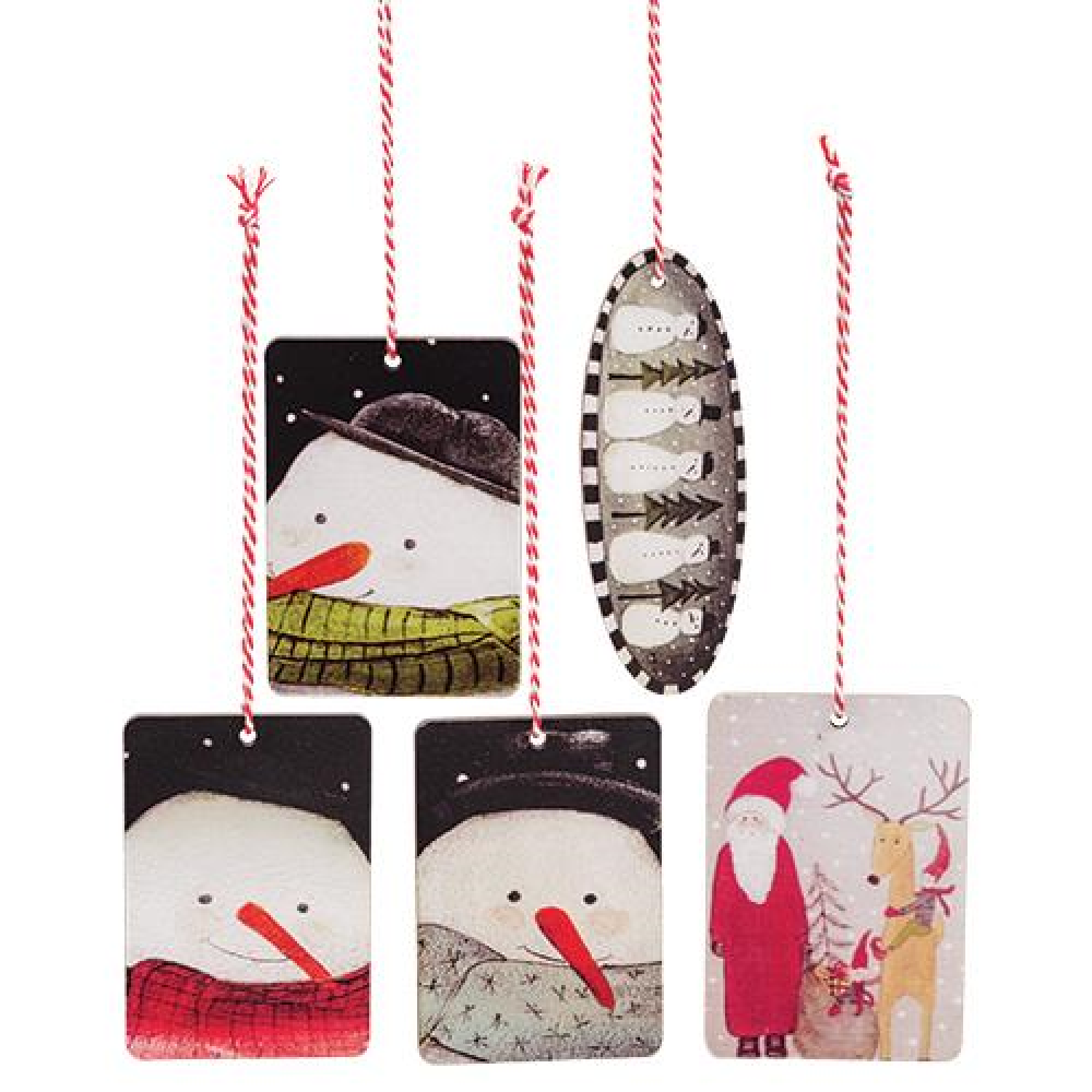 5-Pack Snowman Head Tags for Christmas Decorations - Perfect for Holiday Parties, DIY Crafts, and Festive Home Decor