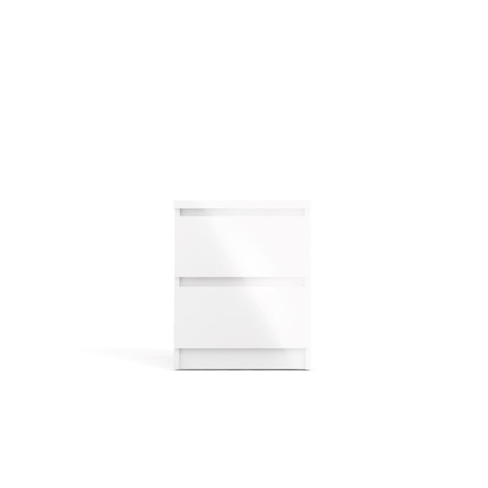 Pemberly Row 3-Piece Bedroom Set - White Gloss Finish 2 Nightstands & Double Dresser | Modern Bedroom Furniture for Master Suite & Guest Room