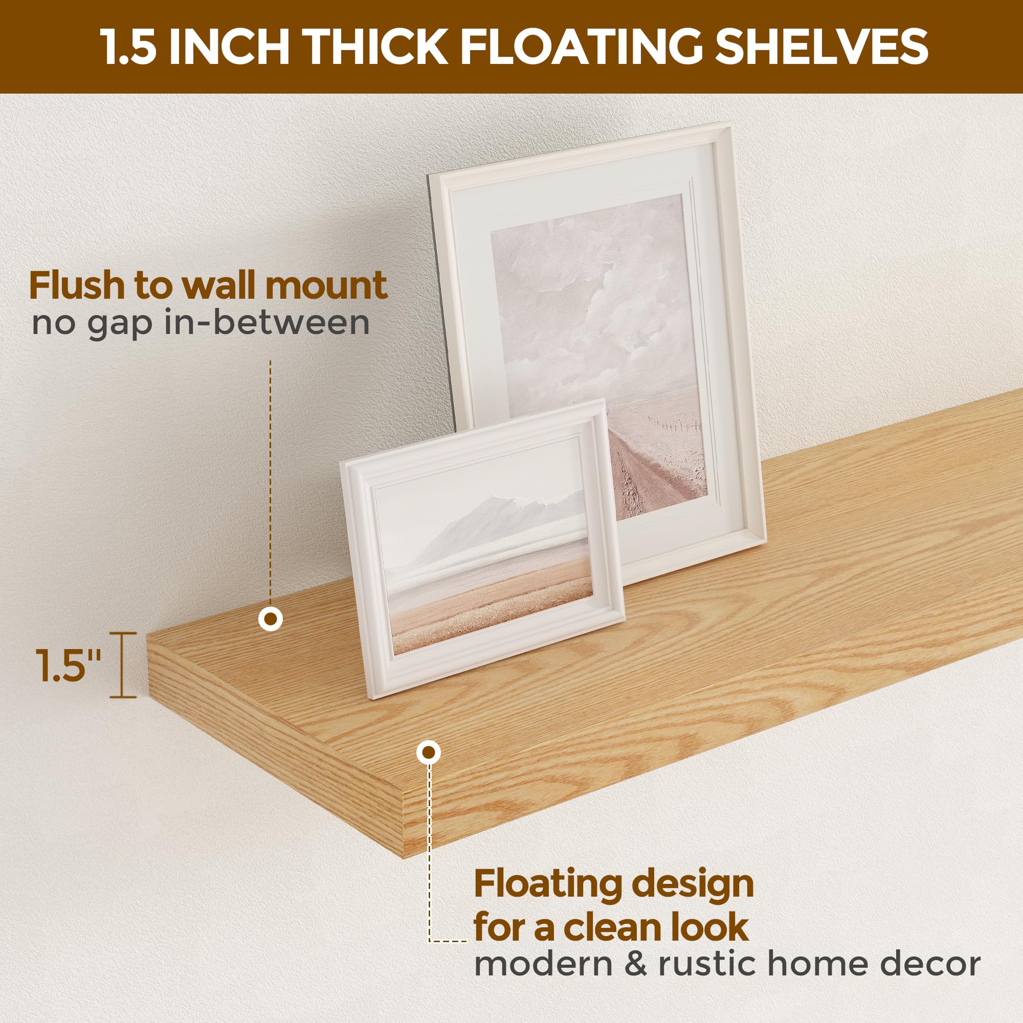 9.3 Inch Deep Floating Shelves Set of 2 - 36