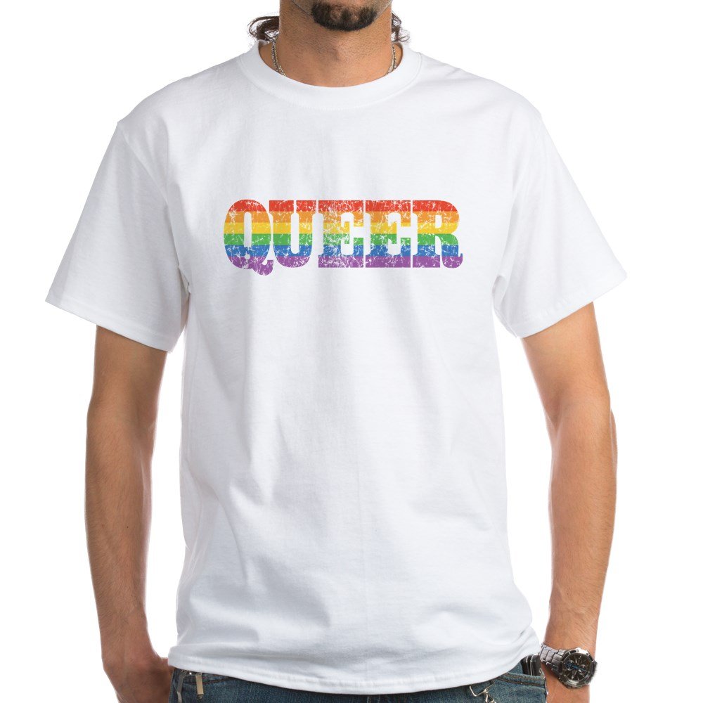 Retro Queer Pride White Cotton T-Shirt - LGBTQ+ Graphic Tee for Men & Women - Perfect for Pride Month, Parades & Everyday Wear